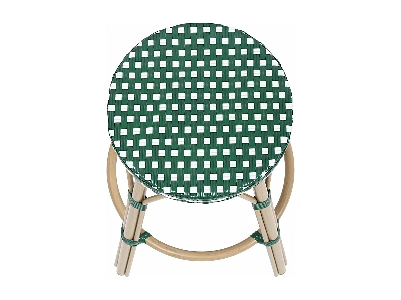 Tabouret haut de jardin en aluminium et rotin synthétique blanc, vert