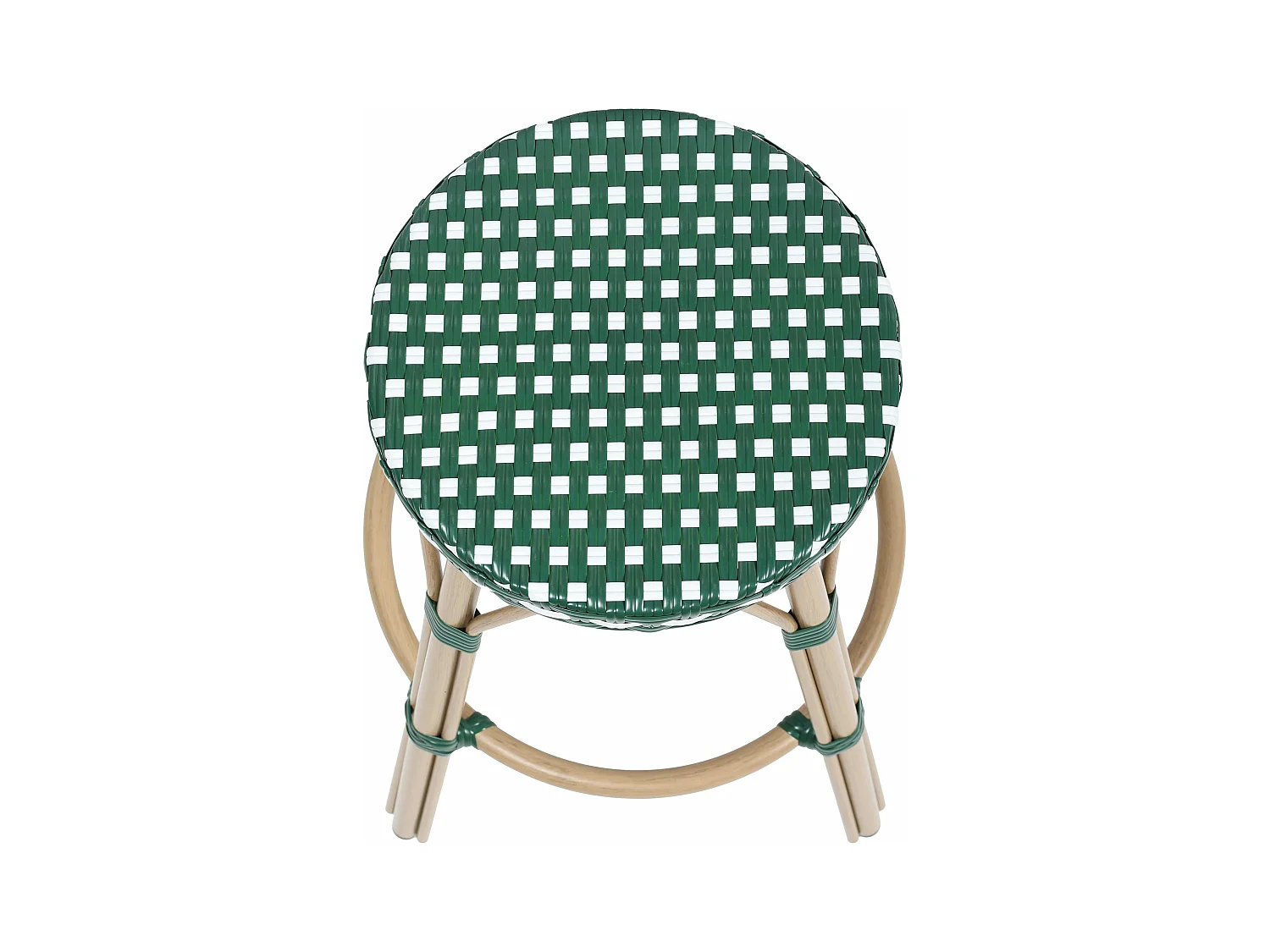 Tabouret haut de jardin en aluminium et rotin synthétique blanc, vert