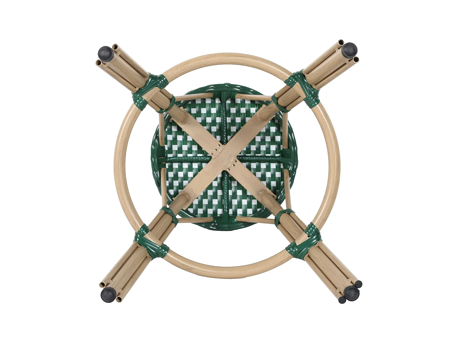 Tabouret haut de jardin en aluminium et rotin synthétique blanc, vert