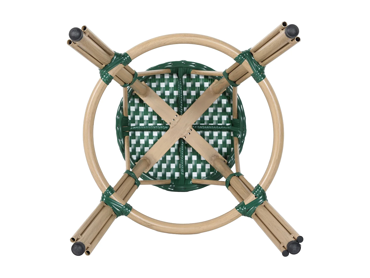 Tabouret haut de jardin en aluminium et rotin synthétique blanc, vert