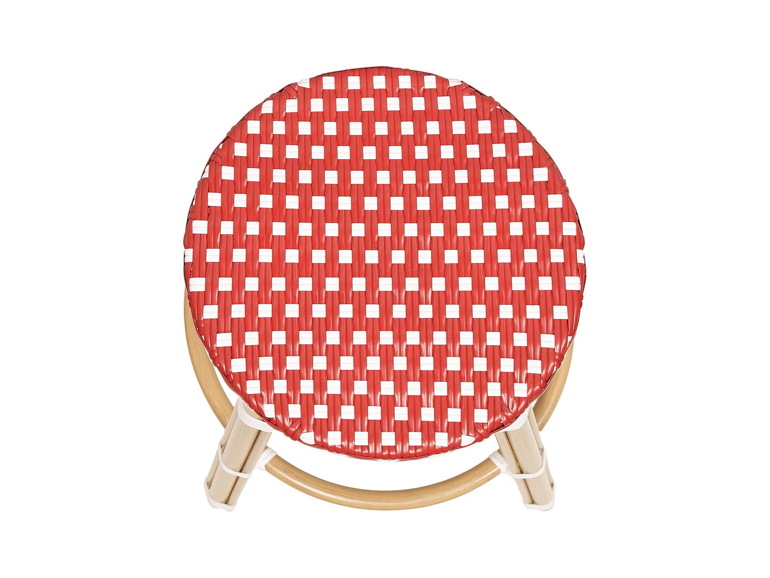 Tabouret haut de jardin en aluminium et rotin synthétique blanc, rouge