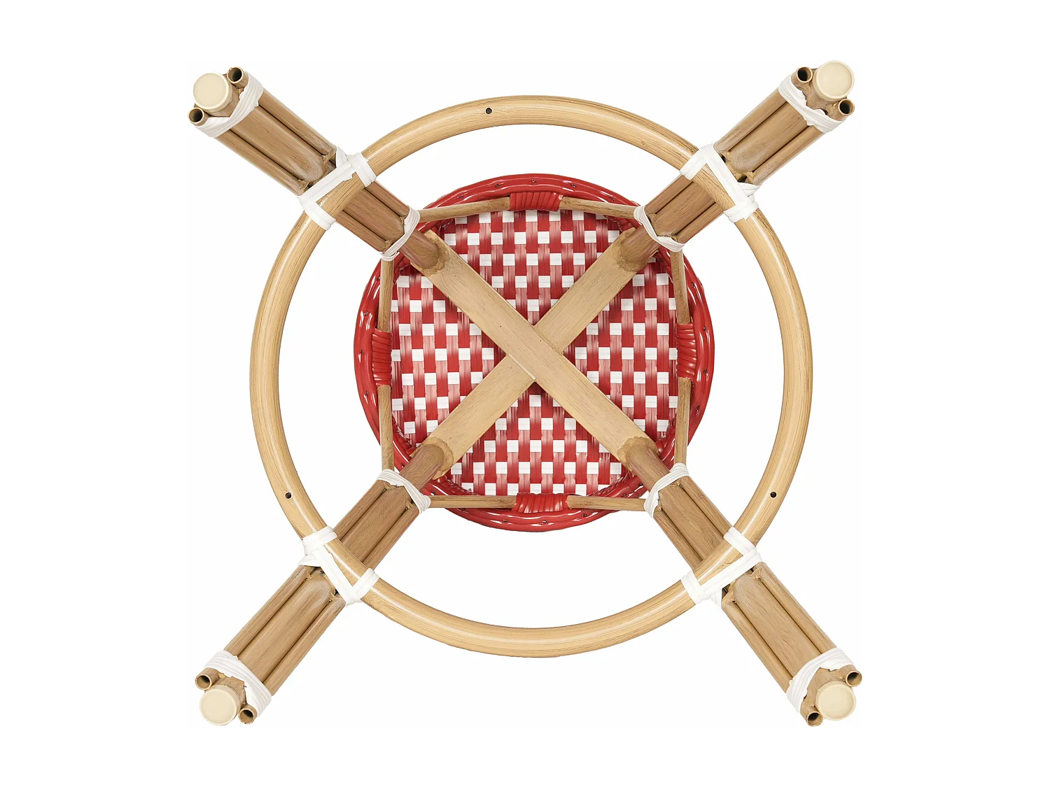 Tabouret haut de jardin en aluminium et rotin synthétique blanc, rouge