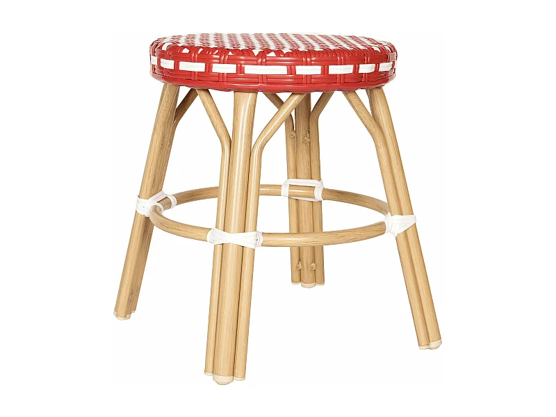 Tuinkruk van aluminium en wit en rood synthetisch rotan