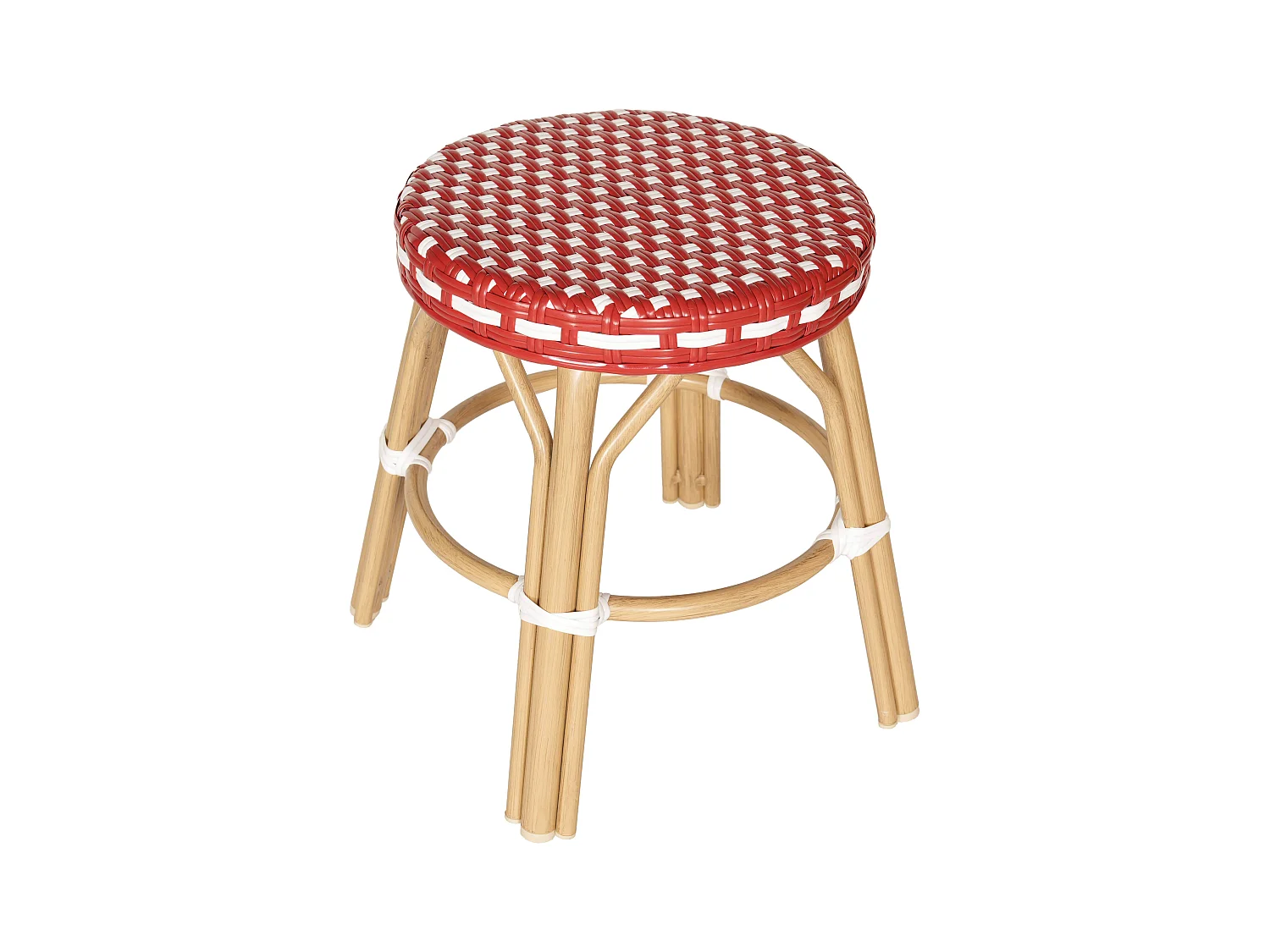 Tuinkruk van aluminium en wit en rood synthetisch rotan