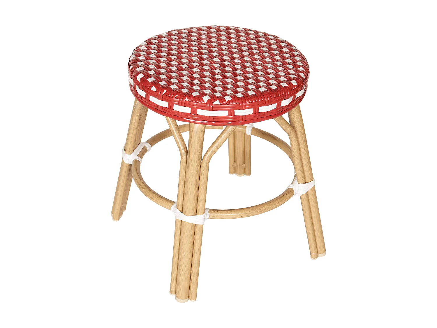 Tuinkruk van aluminium en wit en rood synthetisch rotan