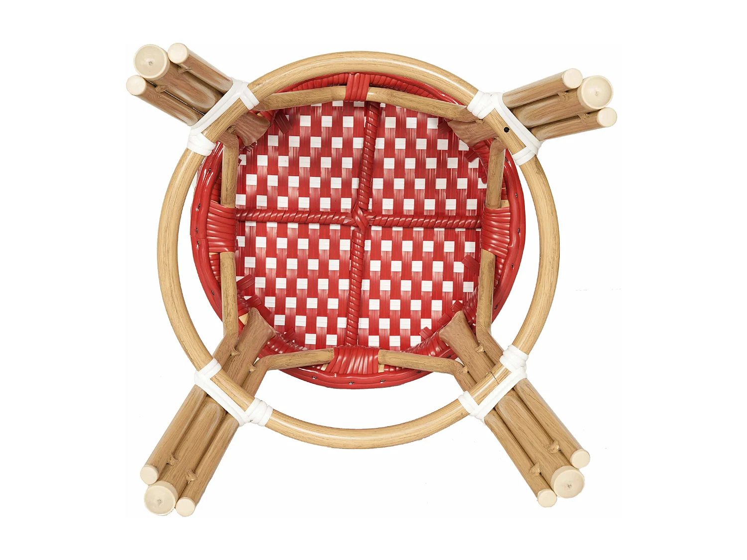 Tuinkruk van aluminium en wit en rood synthetisch rotan