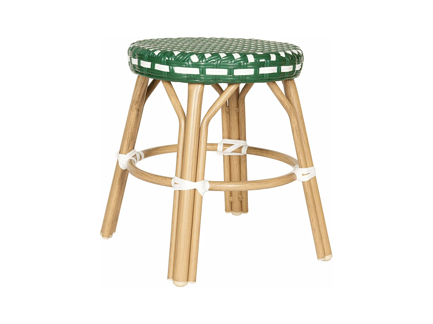 Tabouret de jardin en aluminium et rotin synthétique blanc et vert