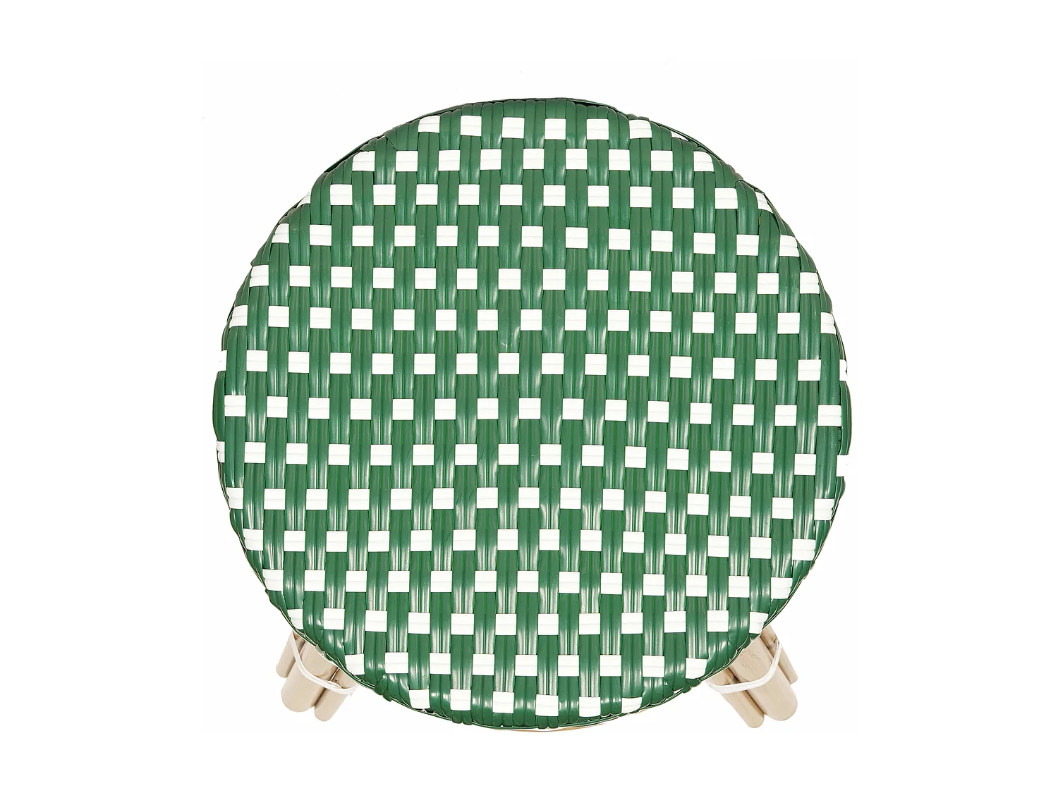 Tabouret de jardin en aluminium et rotin synthétique blanc et vert