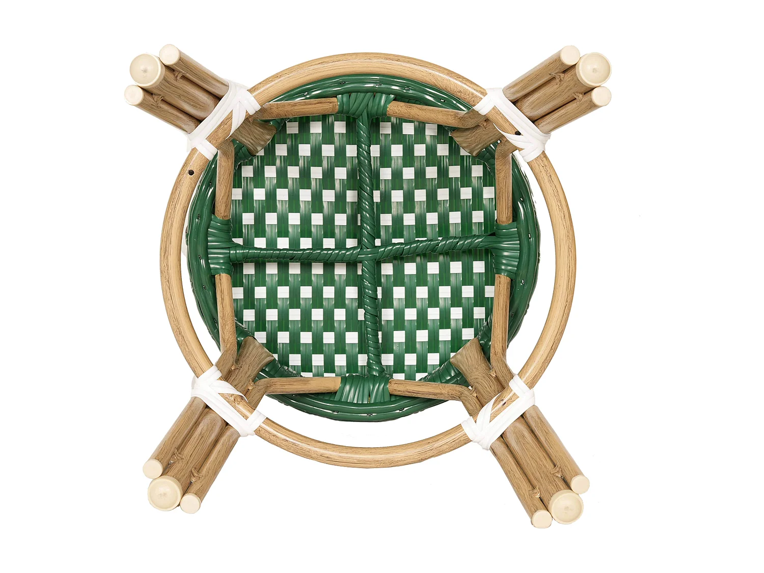 Tabouret de jardin en aluminium et rotin synthétique blanc et vert