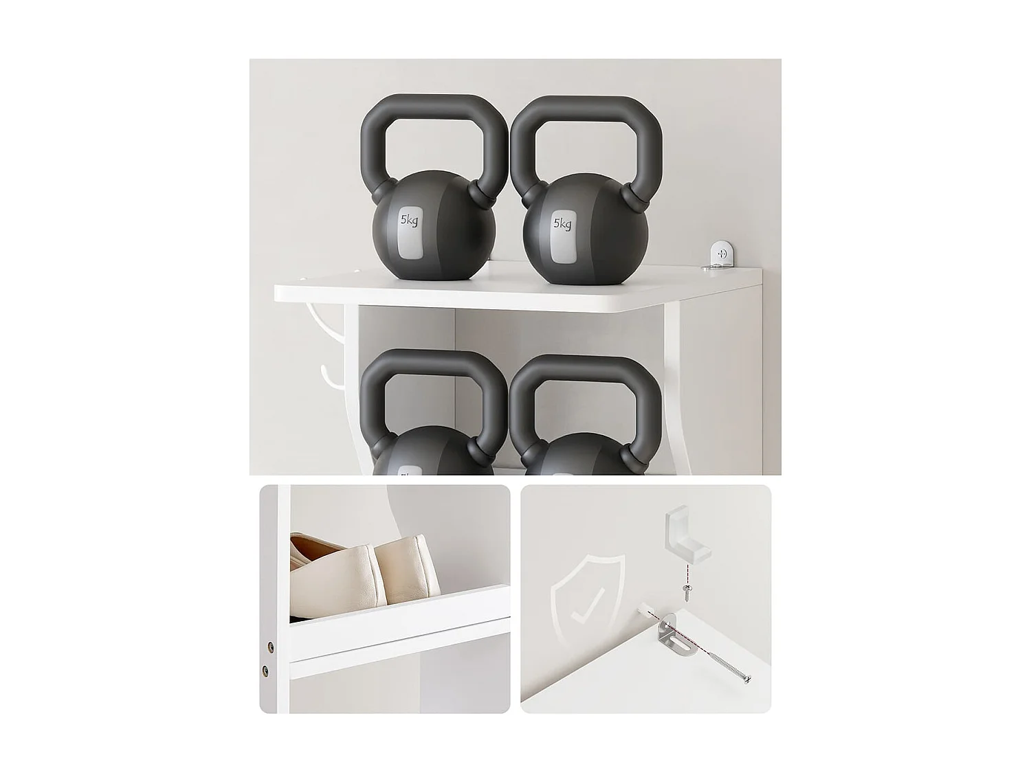 Etagère à chaussures 5 tablettes  blanc - H110,4