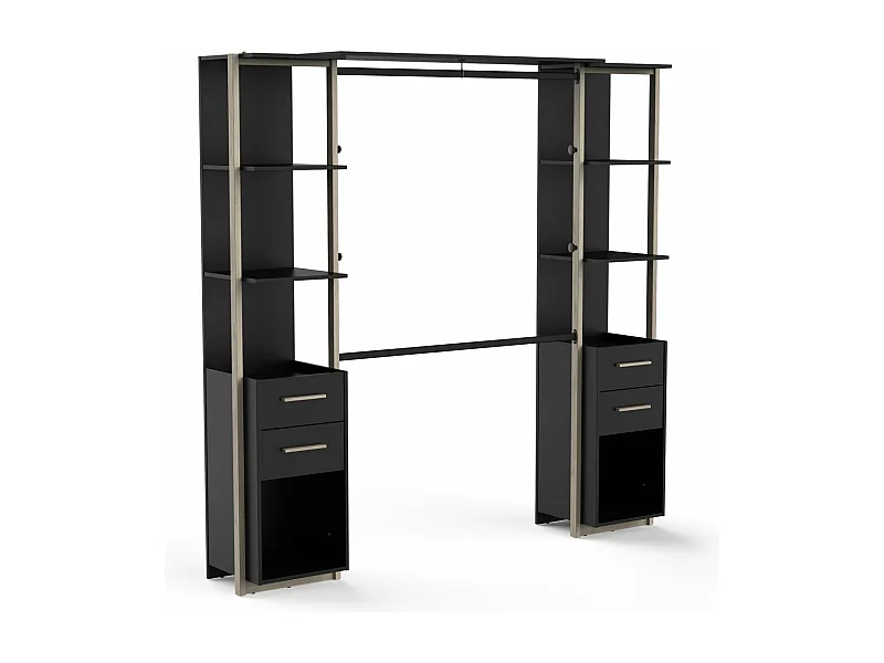 Kit placard 2 colonnes, 4 tiroirs et penderie H204,4 cm - MOON