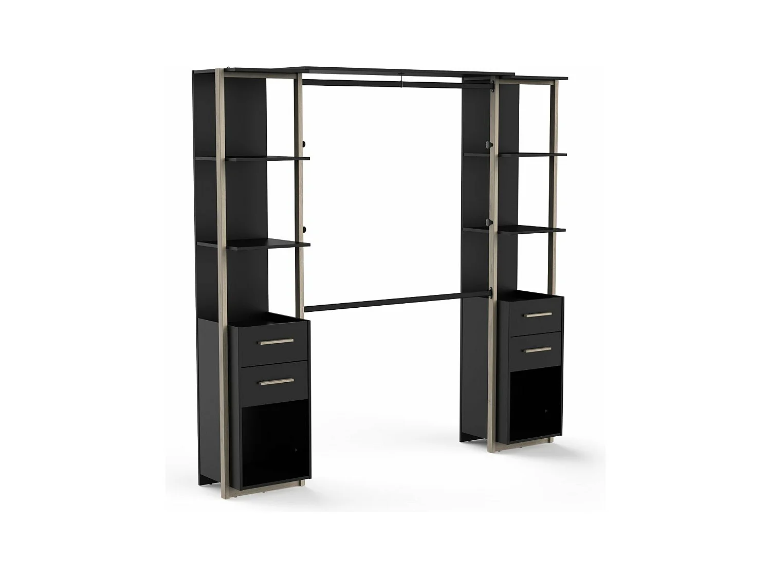 Kit placard 2 colonnes, 4 tiroirs et penderie H204,4 cm - MOON