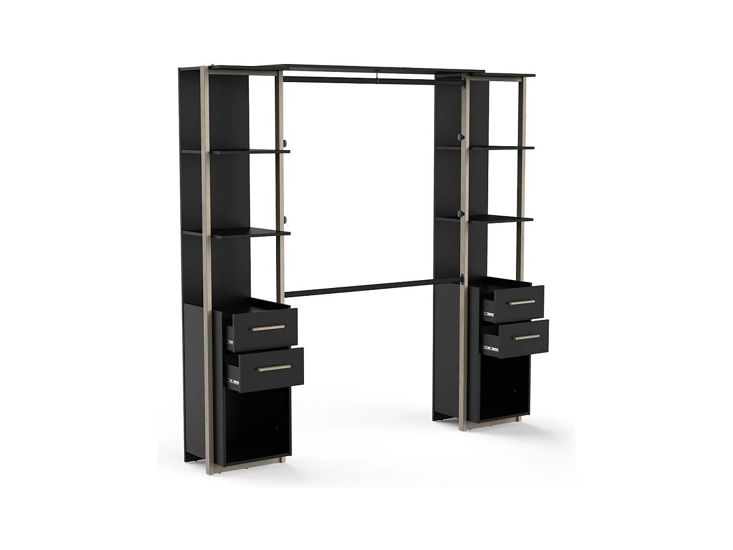 Kit placard 2 colonnes, 4 tiroirs et penderie H204,4 cm - MOON