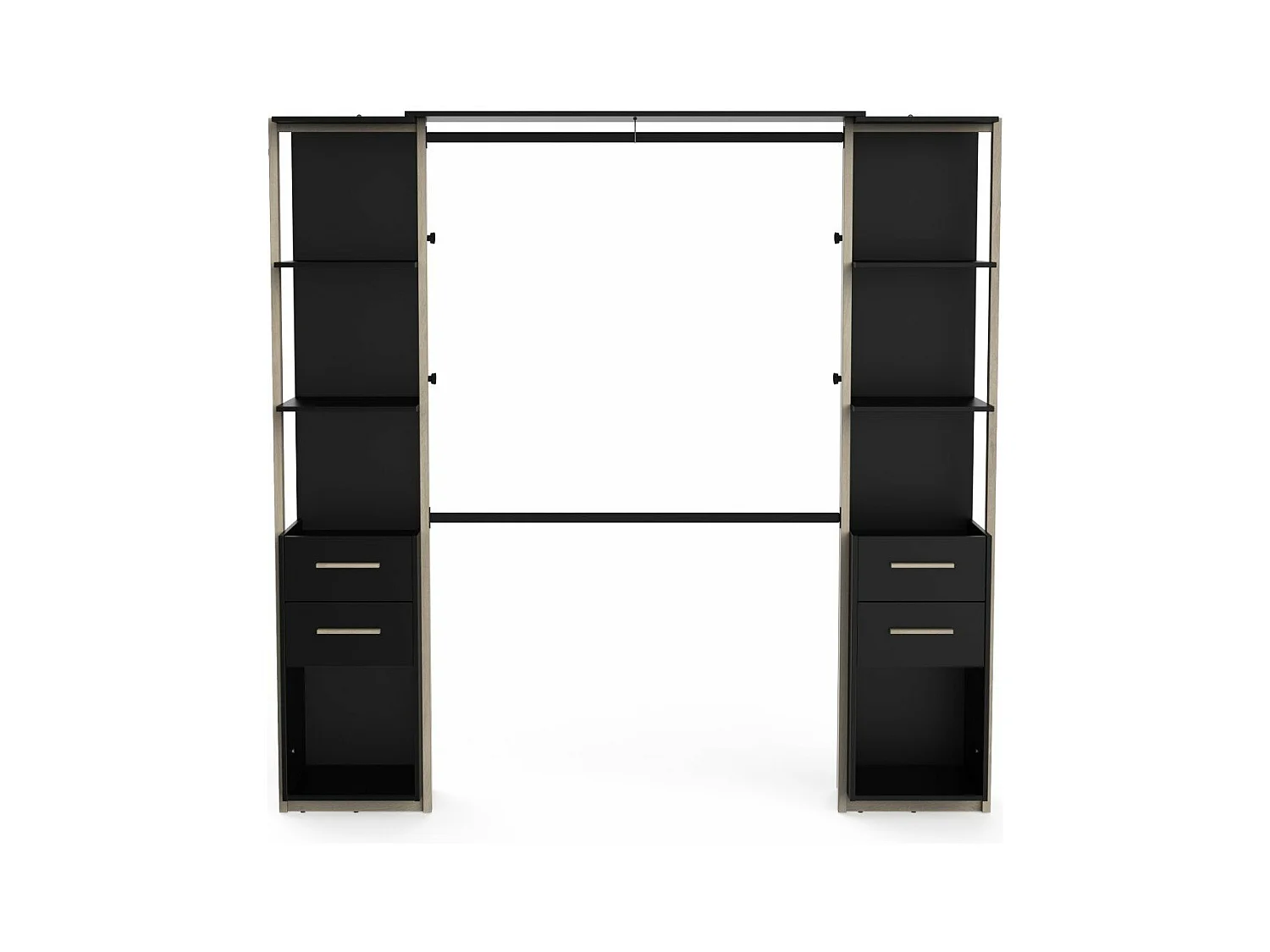 Kit placard 2 colonnes, 4 tiroirs et penderie H204,4 cm - MOON