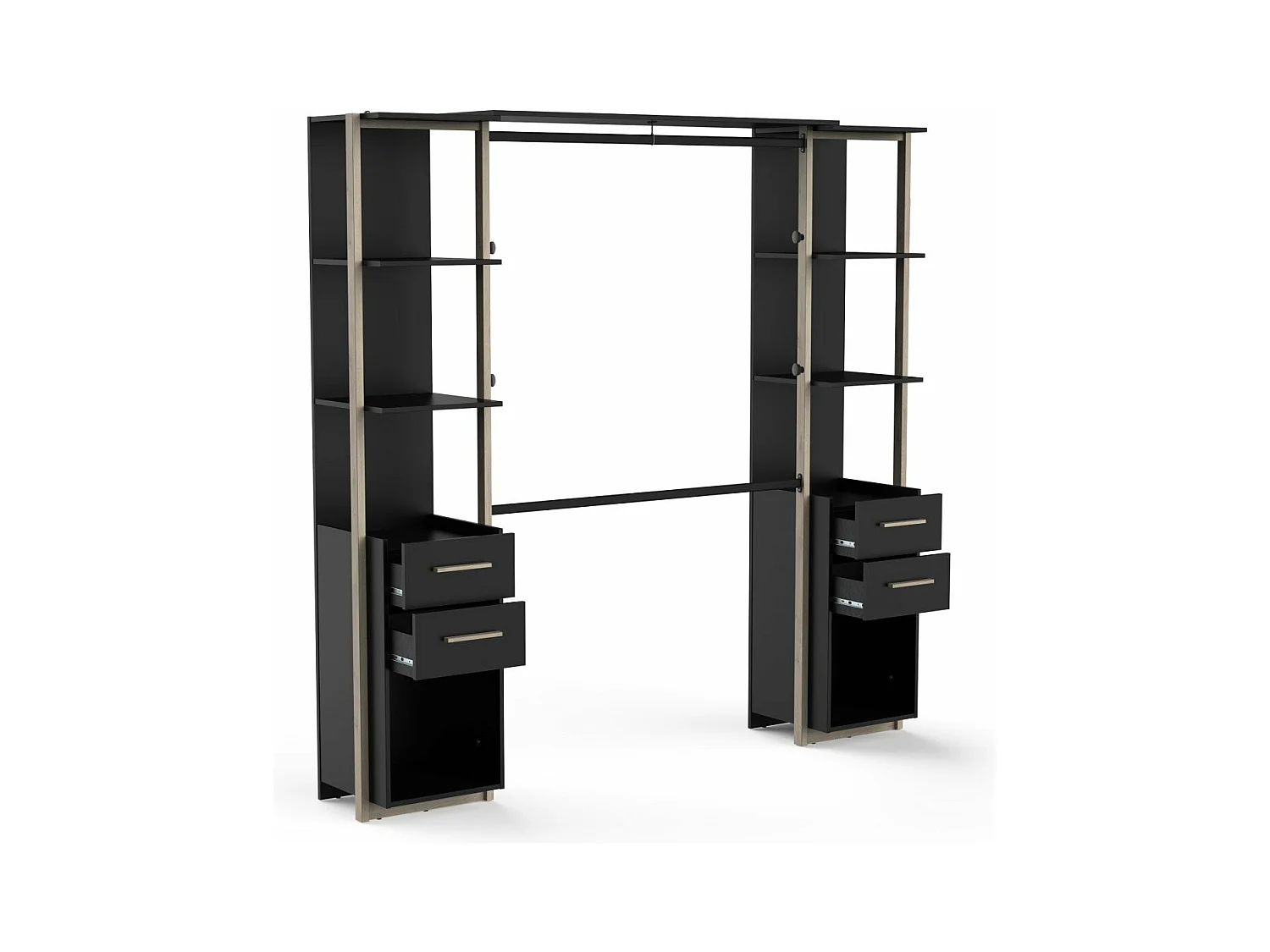 Kit placard 2 colonnes, 4 tiroirs et penderie H204,4 cm - MOON