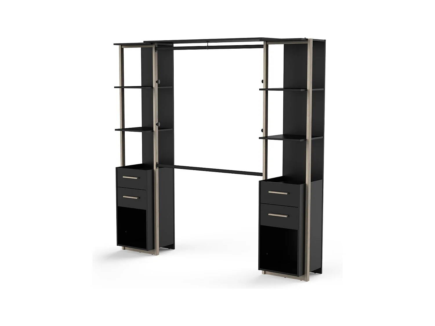 Kit placard 2 colonnes, 4 tiroirs et penderie H204,4 cm - MOON