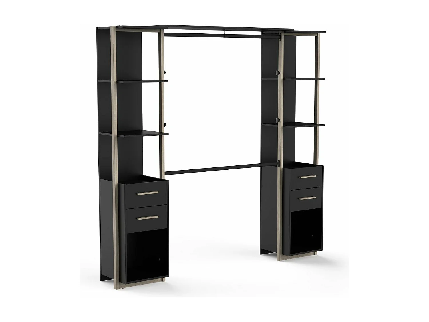 Kit placard 2 colonnes, 4 tiroirs et penderie H204,4 cm - MOON