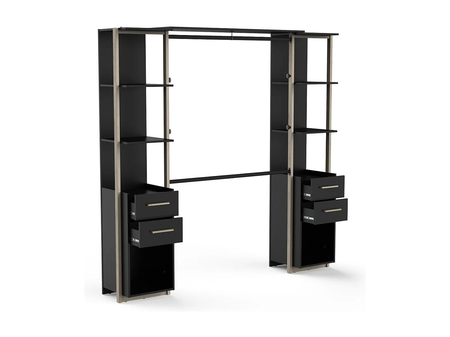 Kit placard 2 colonnes, 4 tiroirs et penderie H204,4 cm - MOON