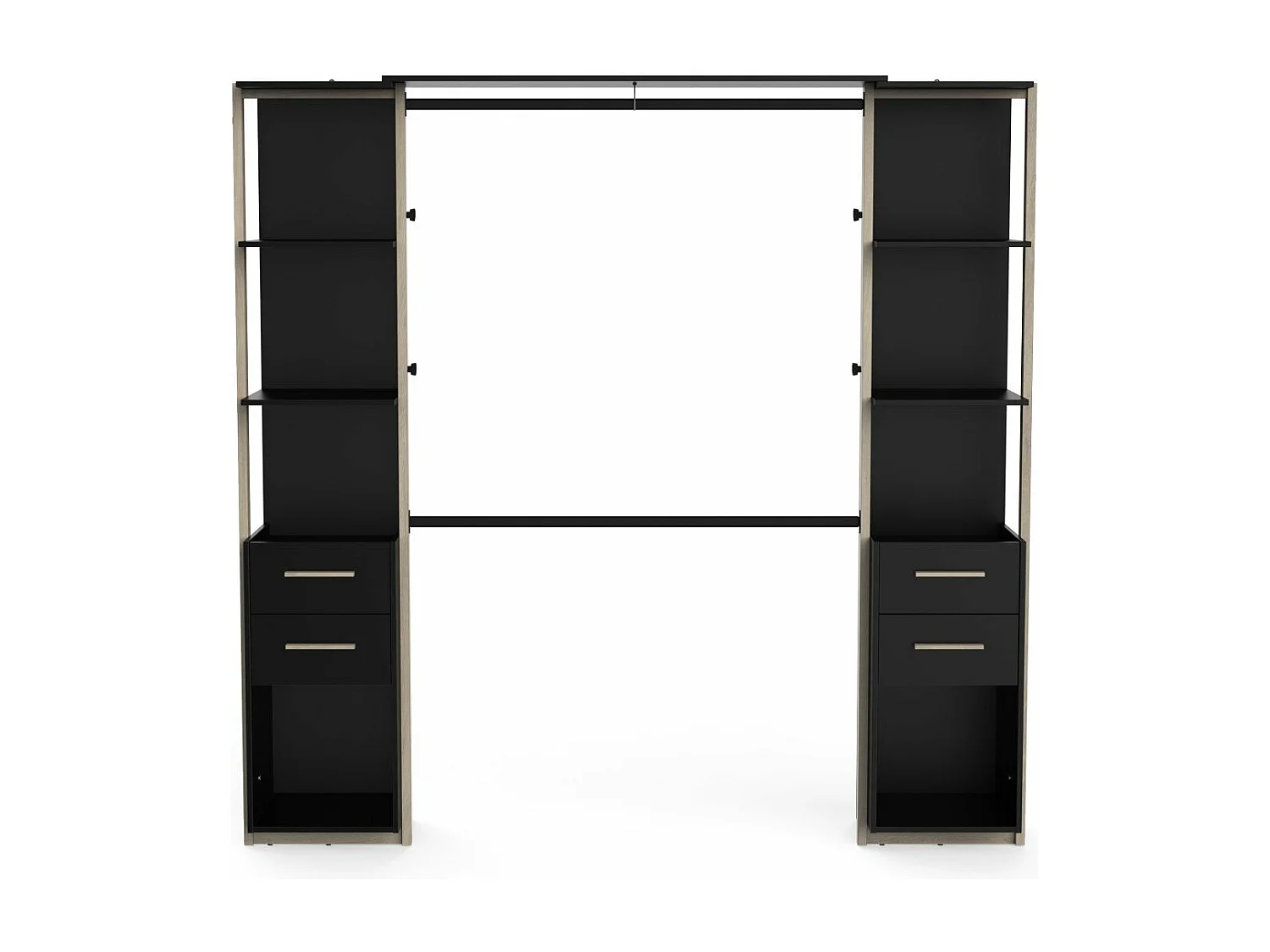 Kit placard 2 colonnes, 4 tiroirs et penderie H204,4 cm - MOON