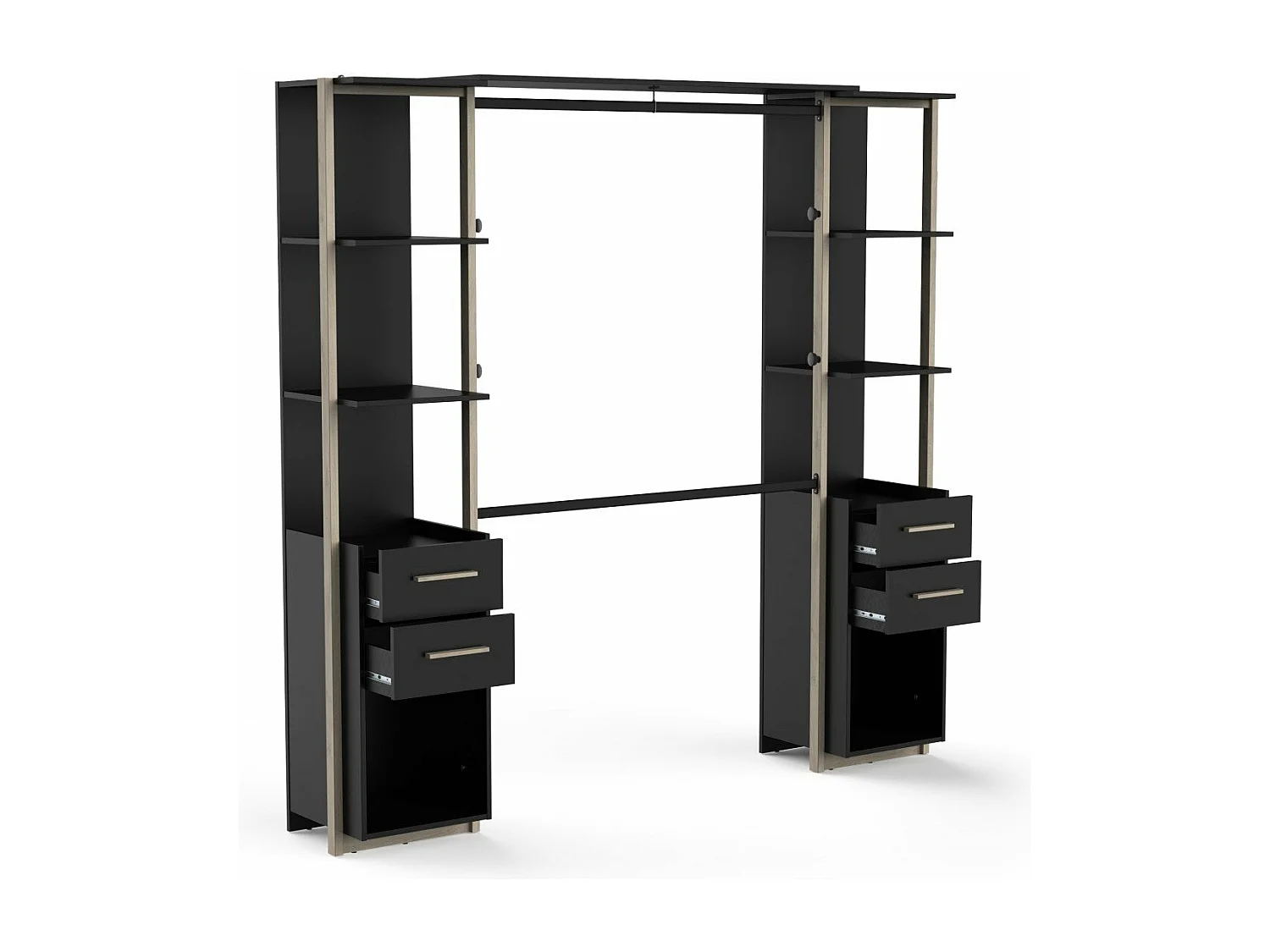 Kit placard 2 colonnes, 4 tiroirs et penderie H204,4 cm - MOON