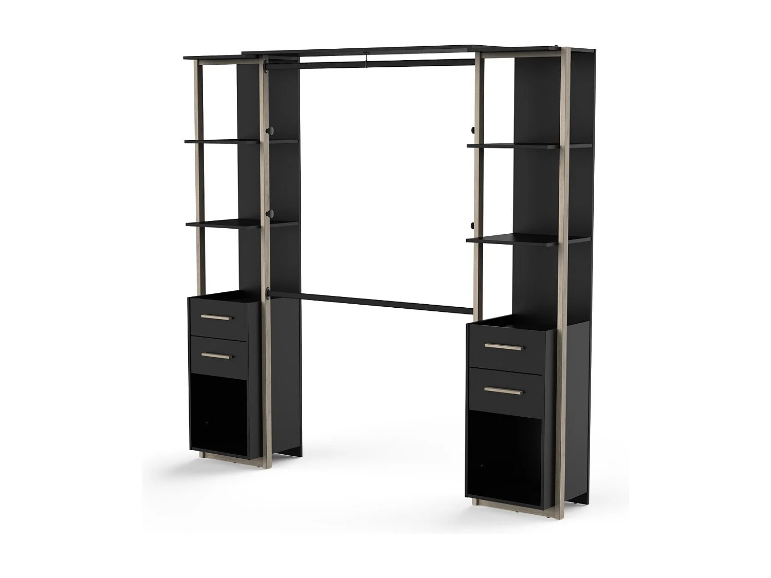 Kit placard 2 colonnes, 4 tiroirs et penderie H204,4 cm - MOON