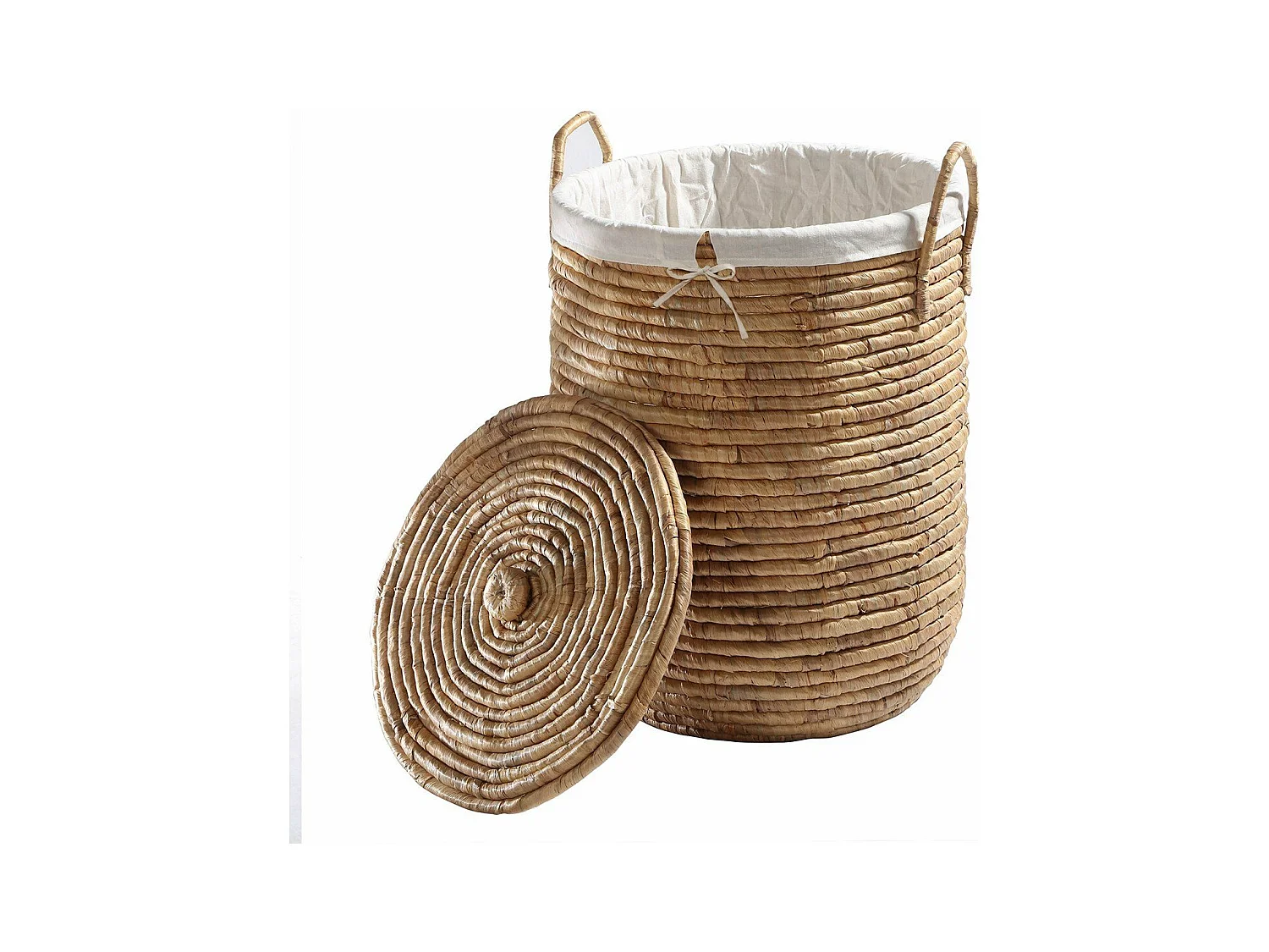 Panier à Linge avec Housse en Tissu et Couvercle - H65 cm