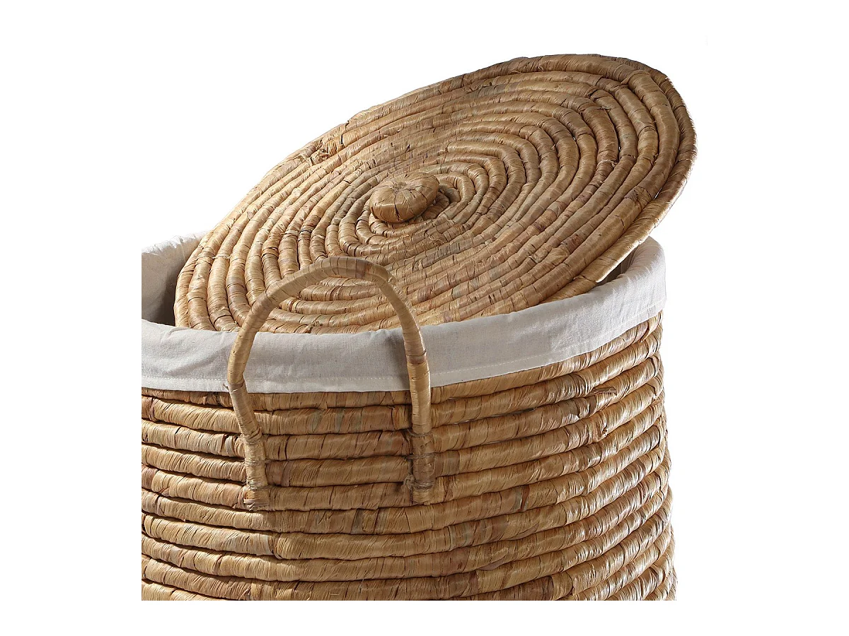 Panier à Linge avec Housse en Tissu et Couvercle - H65 cm