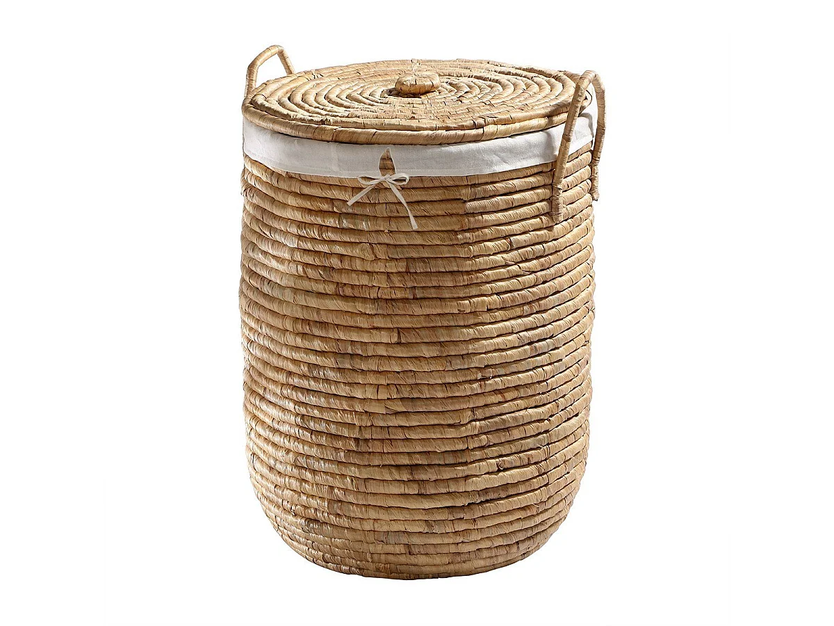 Panier à Linge avec Housse en Tissu et Couvercle - H65 cm