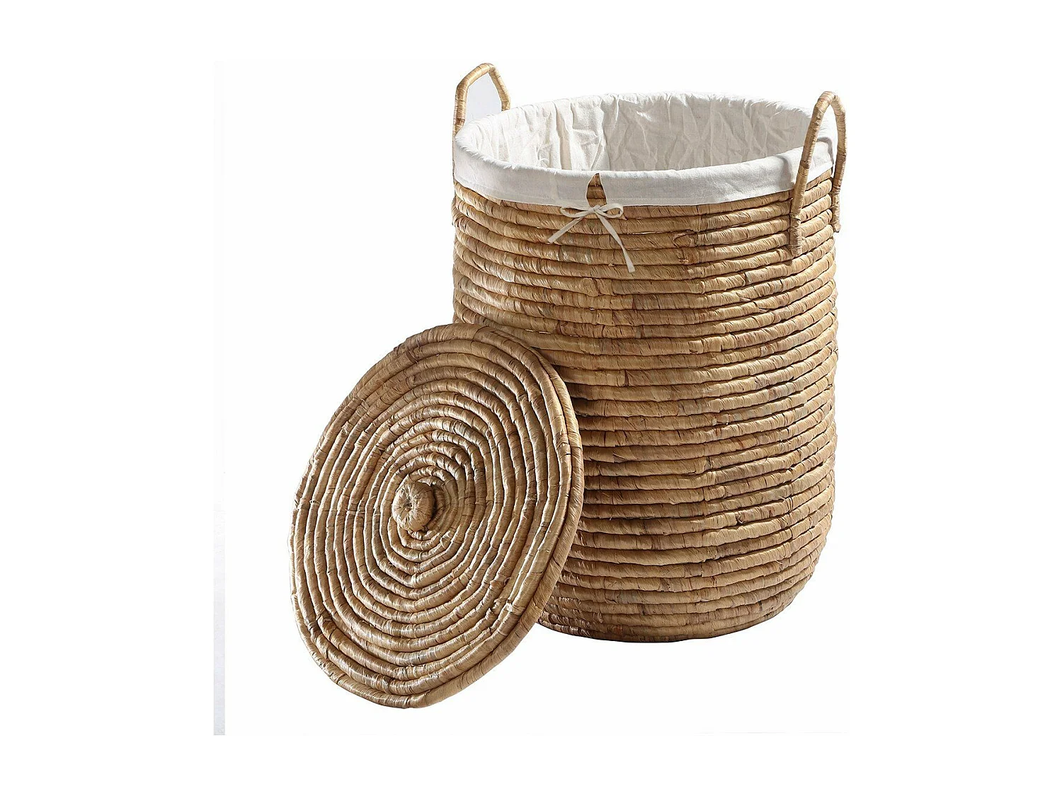 Panier à Linge avec Housse en Tissu et Couvercle - H65 cm