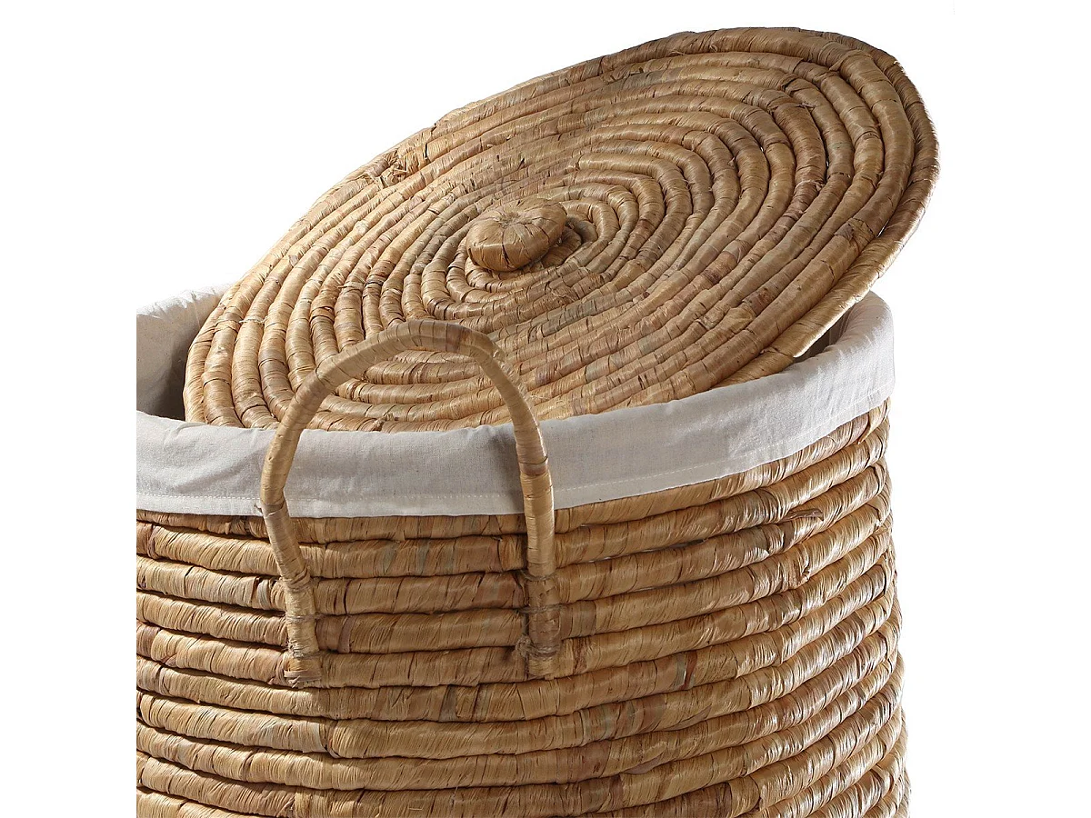 Panier à Linge avec Housse en Tissu et Couvercle - H65 cm