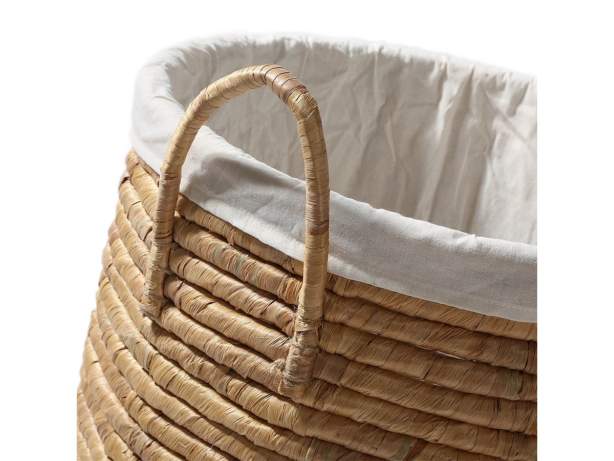 Panier à Linge avec Housse en Tissu et Couvercle - H65 cm
