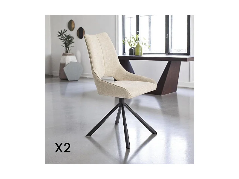 Chaise contemporaine pivotante beige (lot de 2) LIGURIE