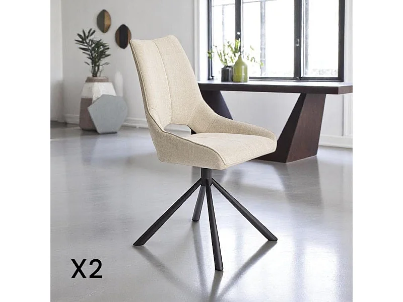 Chaise contemporaine pivotante beige (lot de 2) LIGURIE