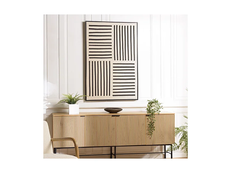 HOMER - Décoration murale A - 83x123cm lignes abstraites, cadre noir