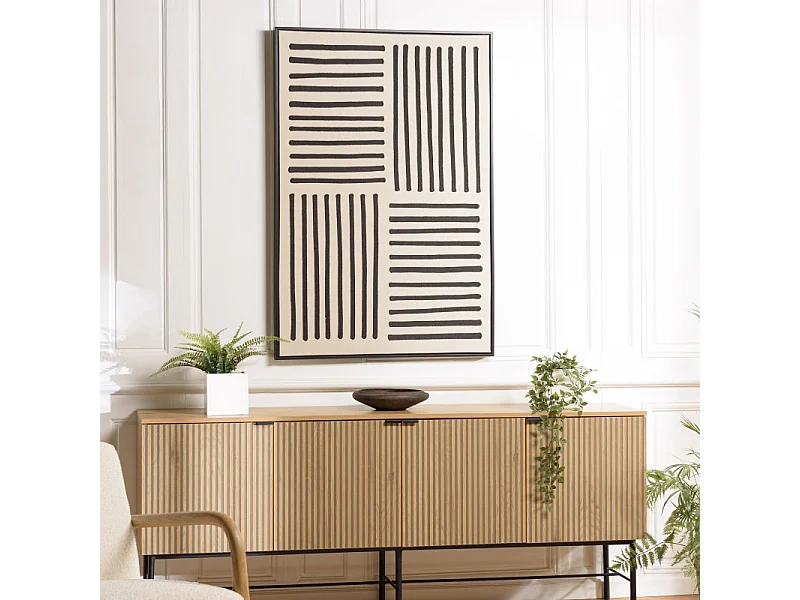 HOMER - Décoration murale A - 83x123cm lignes abstraites, cadre noir