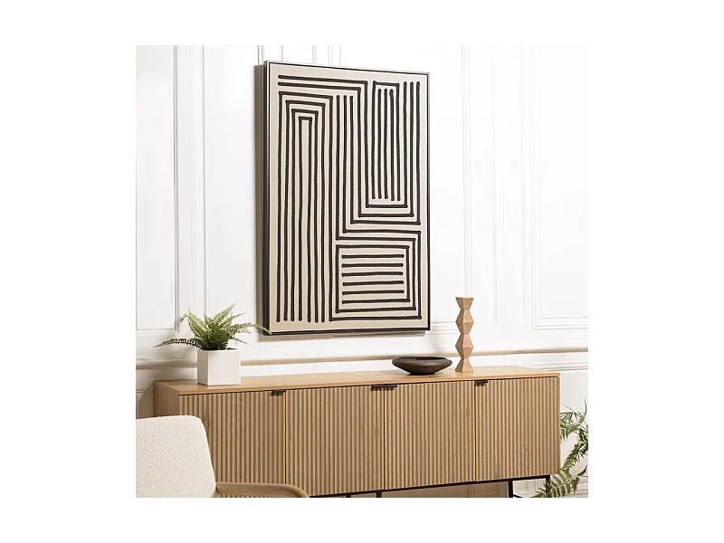 HOMER - Décoration murale C - 83x123cm lignes abstraites, cadre noir