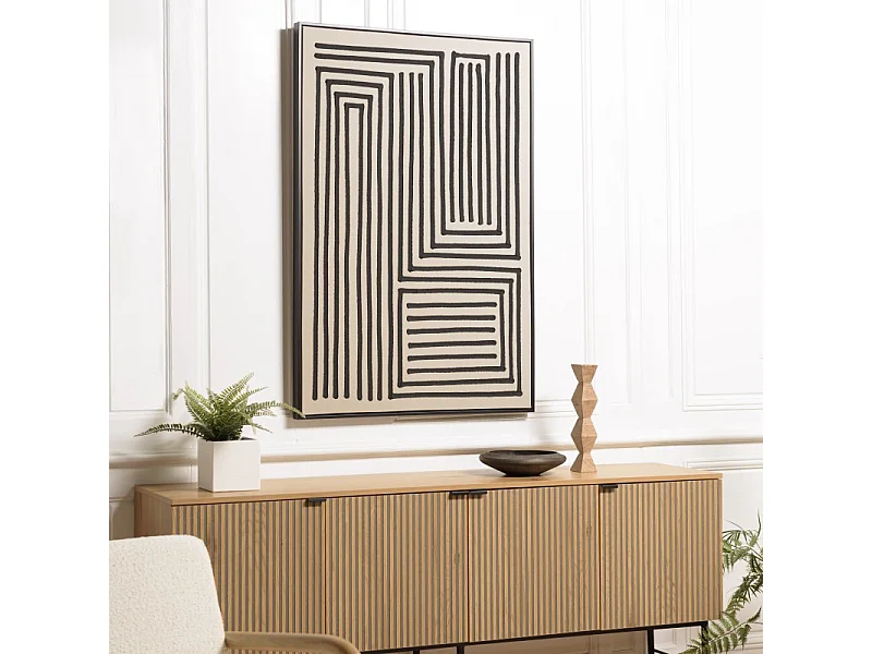HOMER - Décoration murale C - 83x123cm lignes abstraites, cadre noir