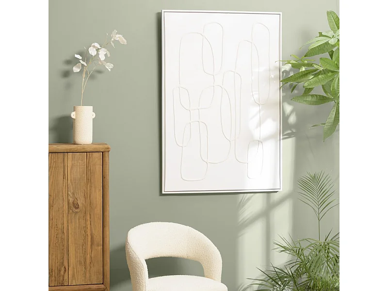 HOMER - Décoration murale 83x123cm lignes abstraites n°2, cadre blanc