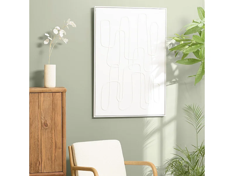 HOMER - Décoration murale 83x123cm lignes abstraites n°1, cadre blanc