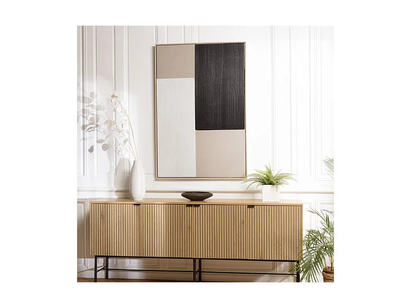 HOMER - Décoration murale 83x123cm mix matières, cadre bicolore
