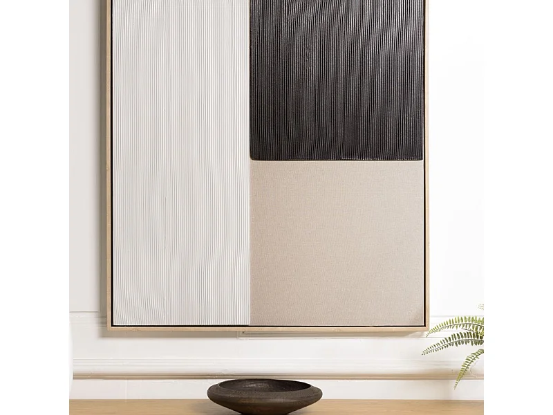 HOMER - Décoration murale 83x123cm mix matières, cadre bicolore