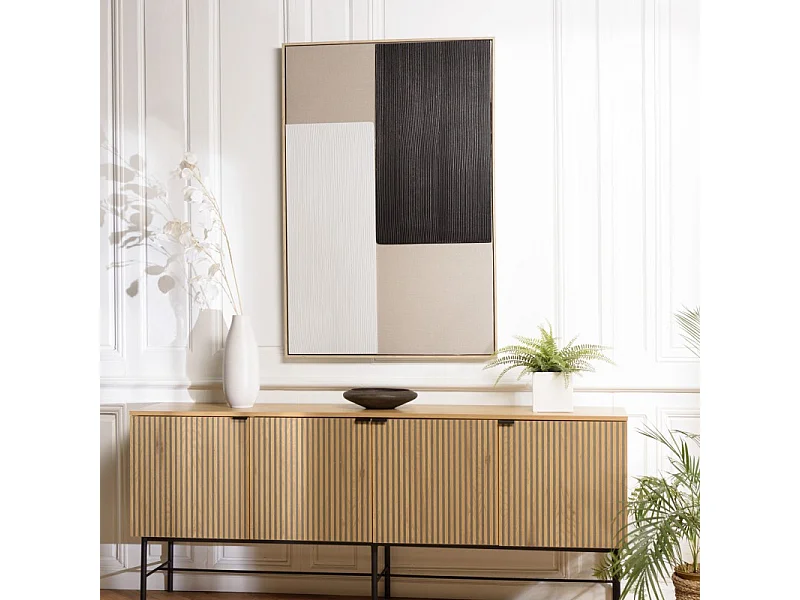 HOMER - Décoration murale 83x123cm mix matières, cadre bicolore