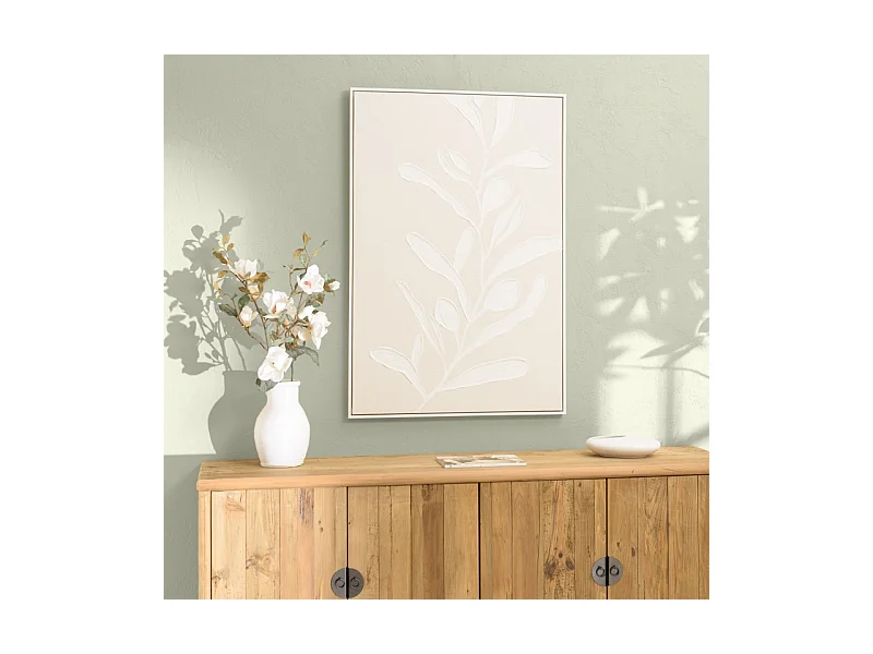HOMER - Décoration murale 83x123cm motifs fleurs n°1, cadre naturel