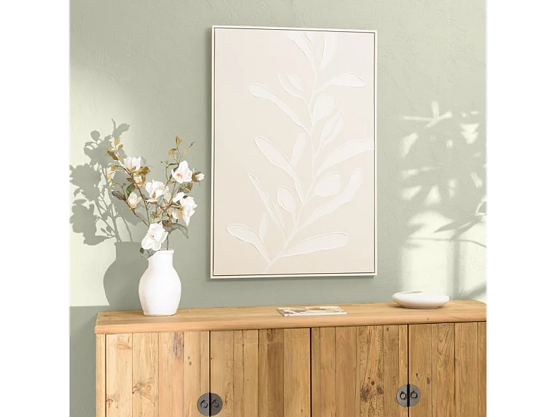 HOMER - Décoration murale 83x123cm motifs fleurs n°1, cadre naturel