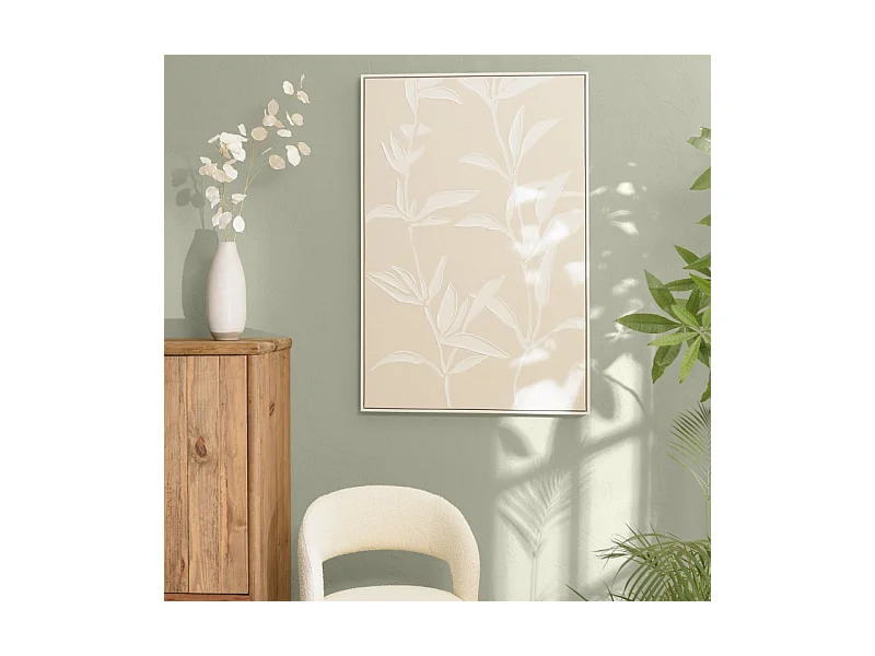 HOMER - Décoration murale 83x123cm motifs fleurs n°2, cadre naturel