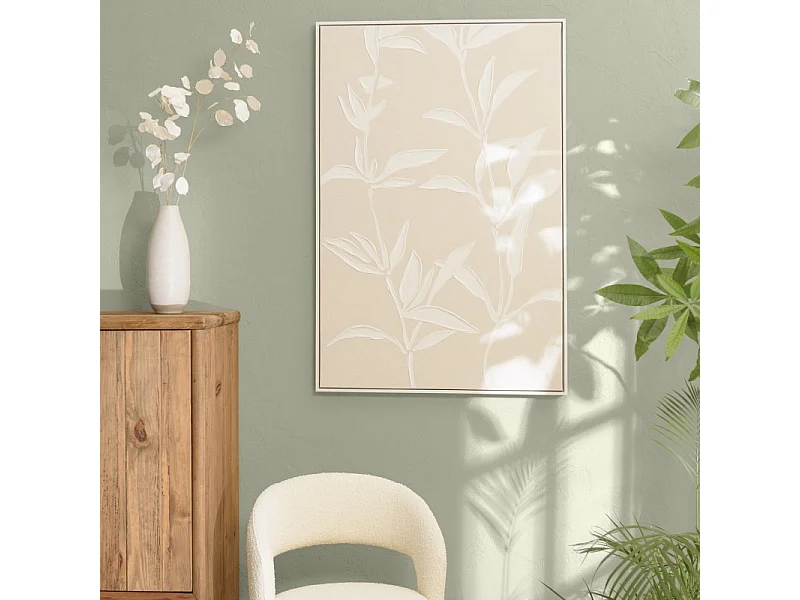 HOMER - Décoration murale 83x123cm motifs fleurs n°2, cadre naturel