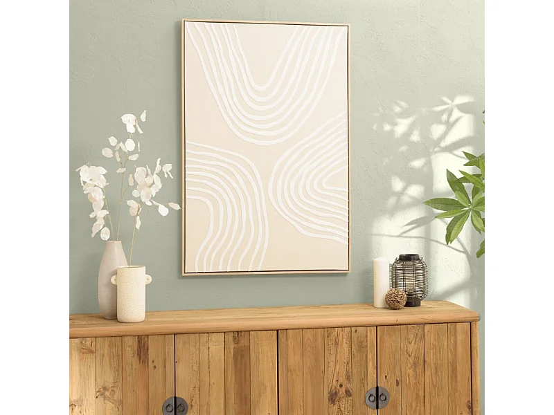 HOMER - Décoration murale 83x123cm lignes abstraites, cadre naturel