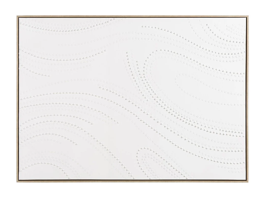 HOMER - Décoration murale 103x143cm blanche à points, cadre naturel