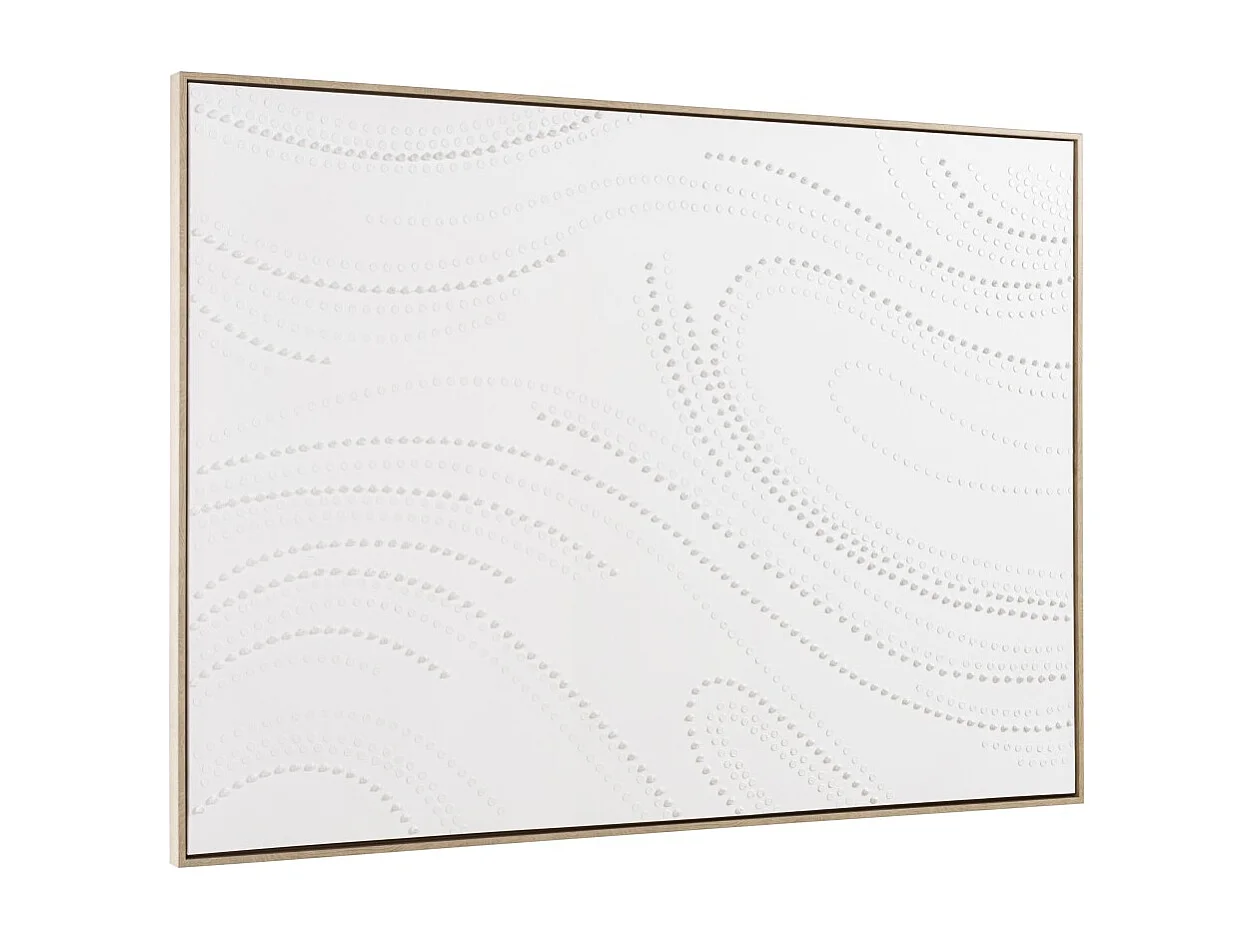 HOMER - Décoration murale 103x143cm blanche à points, cadre naturel