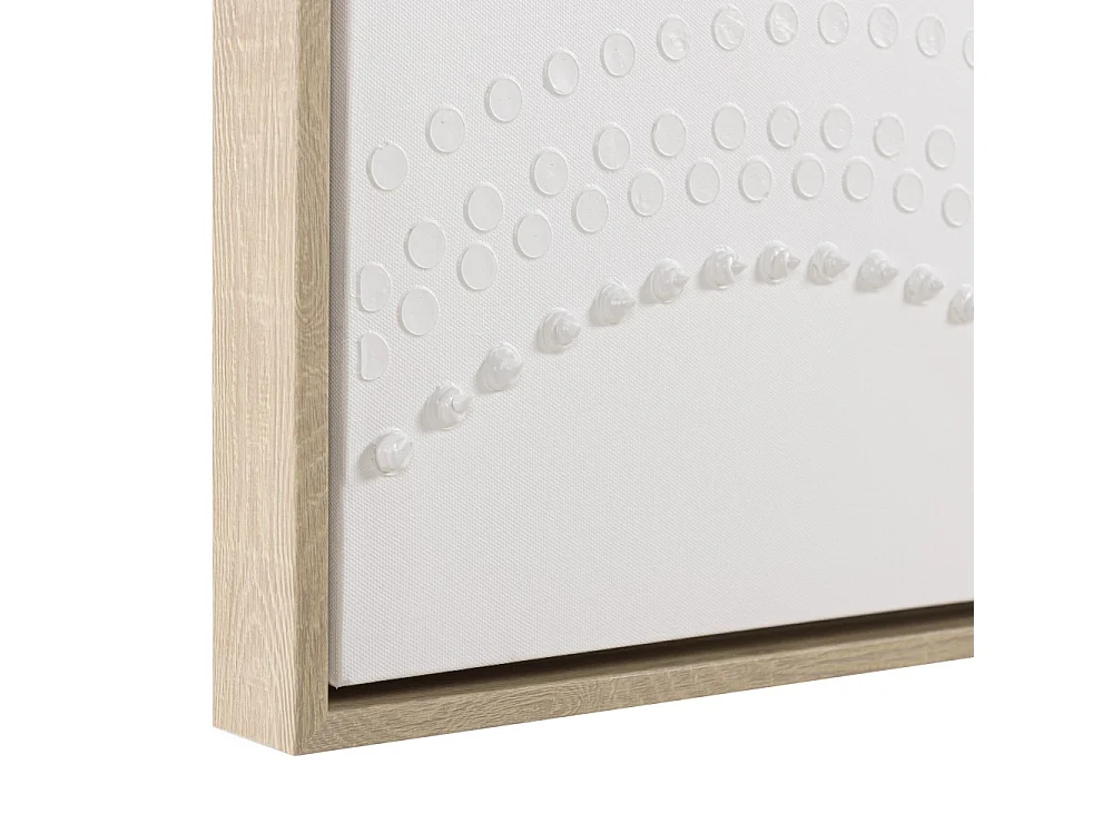 HOMER - Décoration murale 103x143cm blanche à points, cadre naturel